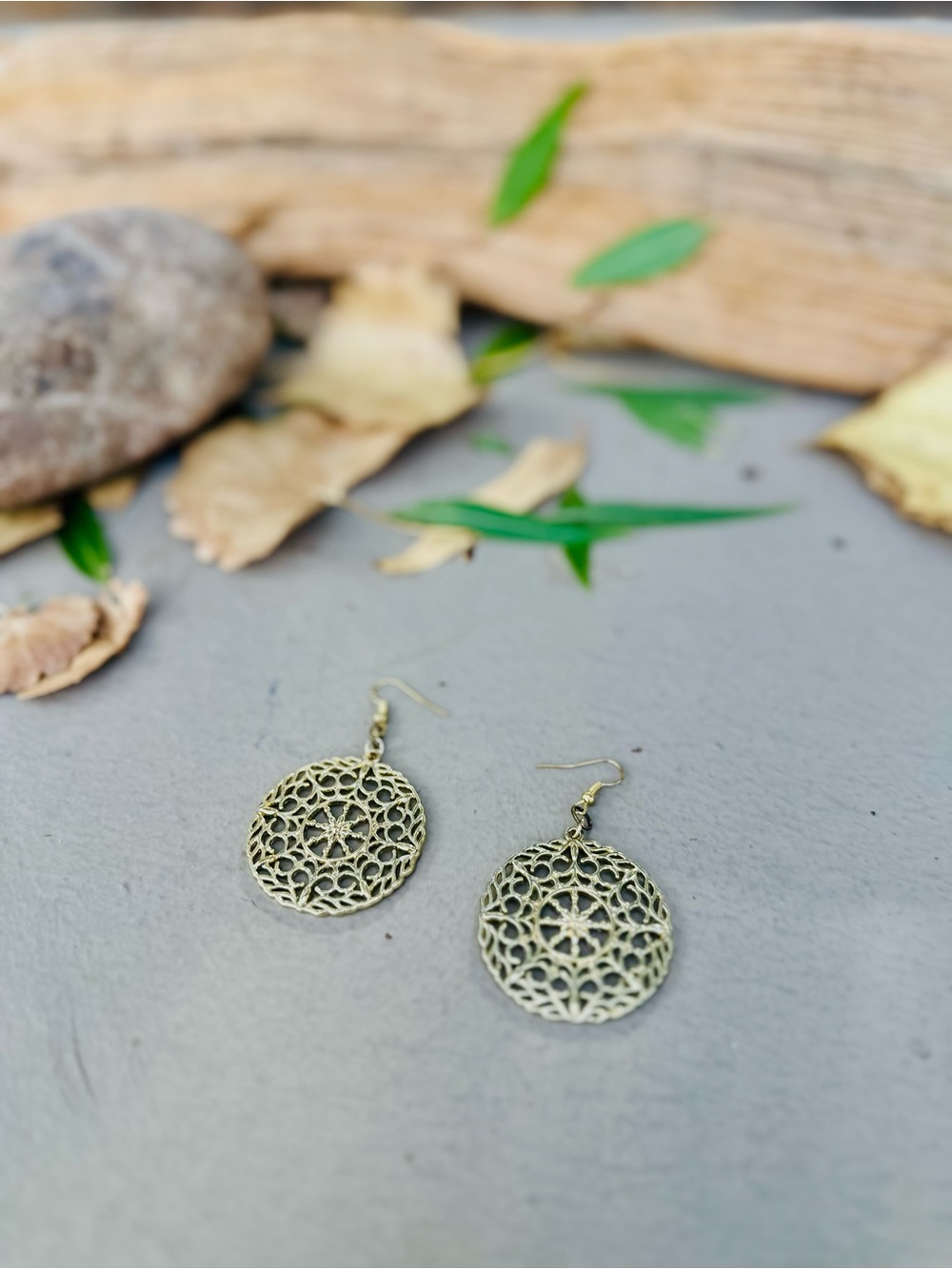 Filigree Round Drop Earrings in Gold - Women Jewelry